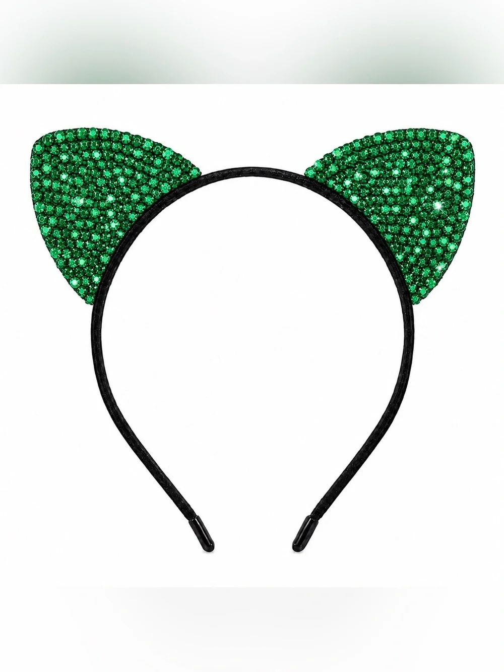 Emerald Green Diamond Rhinestone Crystal Cat Ears Headband New